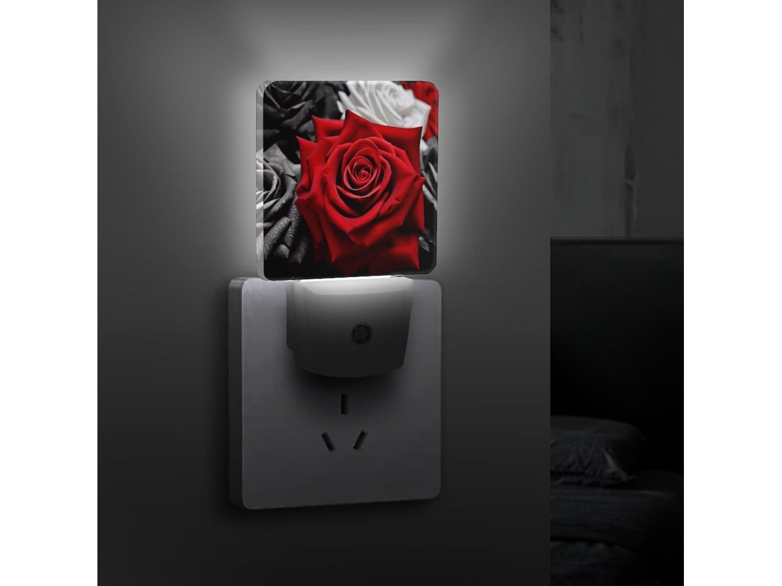 Luminária Noturna Led De Parede Com Sensor Crepuscular, Em Tons De Rosa Preto, Branco E Vermelho, Com Sensor De Presença