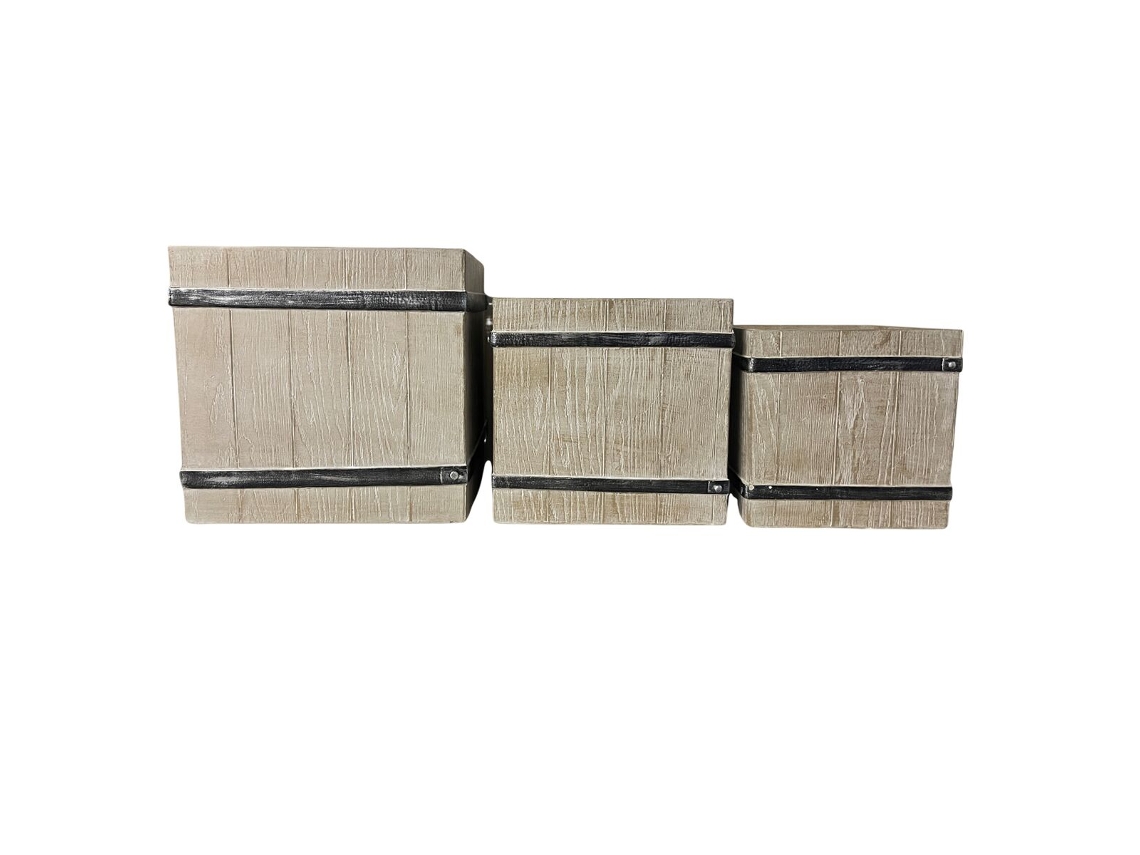 Plantador Home Esprit Castanho Magnésio Cottage 44 X 44 X 43 Cm (3 Peças)