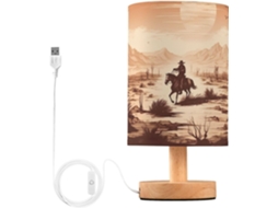 Abajur De Cabeceira Estilo Cowboy Do Deserto Oeste Americano Com Porta Usb, Sem Necessidade De Lâmpada, Luz Led Quente