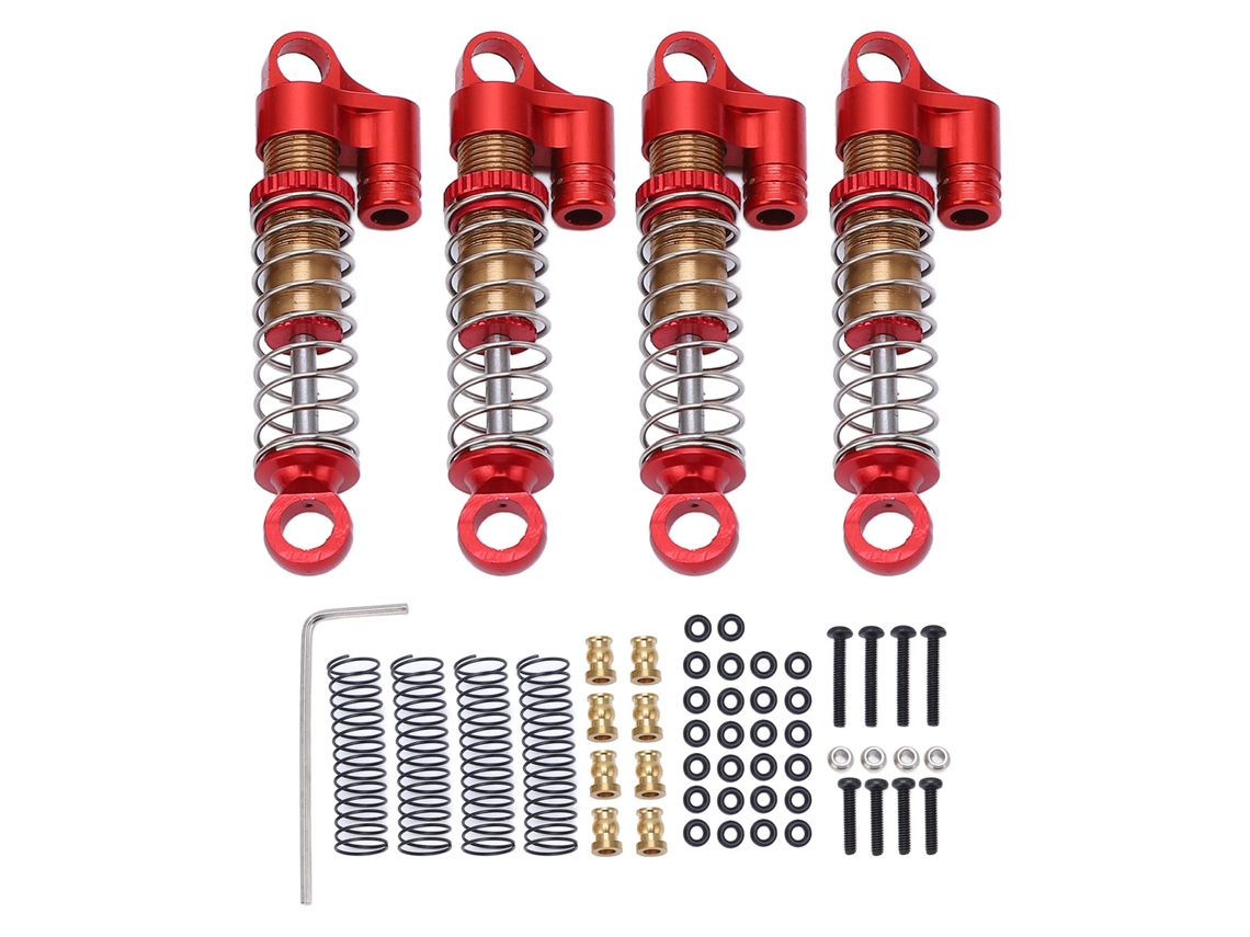 Amortecedores Dianteiros E Traseiros De Liga De Alumínio Para Ecx Rgt Ftx 1/24 Carro Rc Vermelho