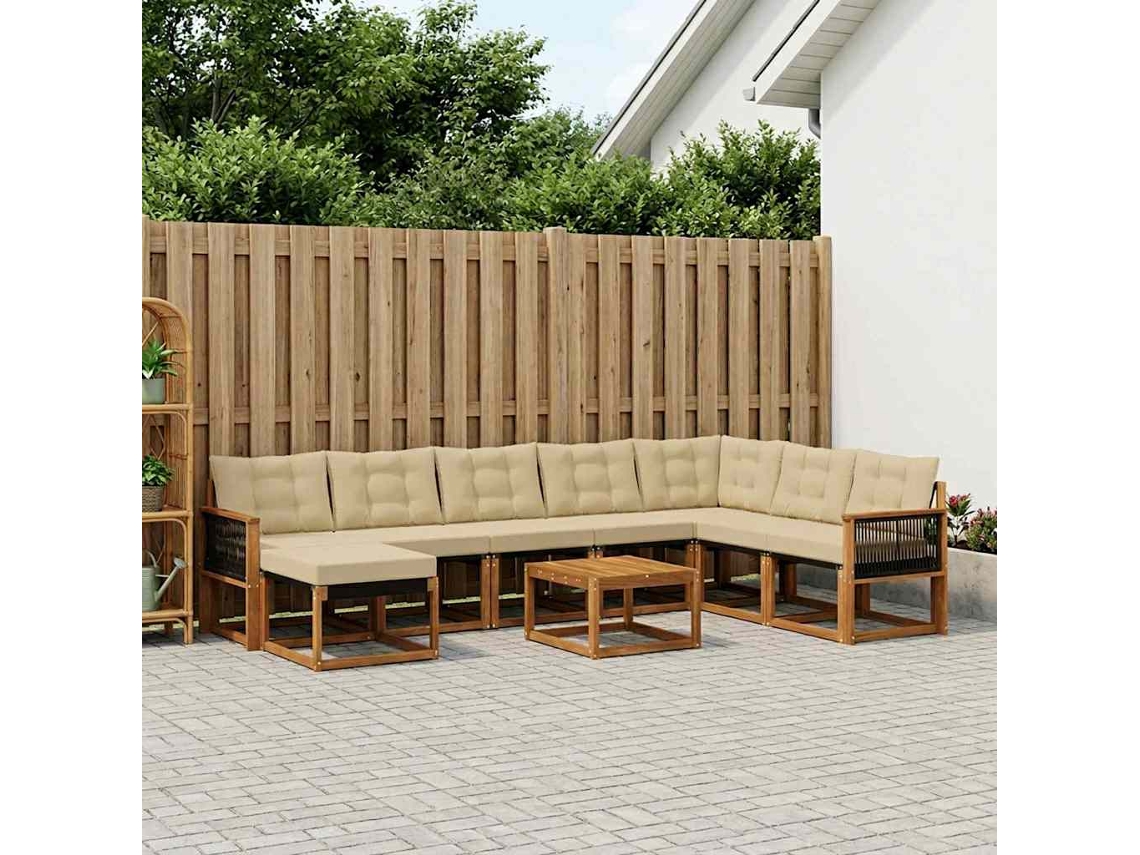 Vidaxl Conjunto De Sofás Para Exterior 9 Unid. Natural E Bege