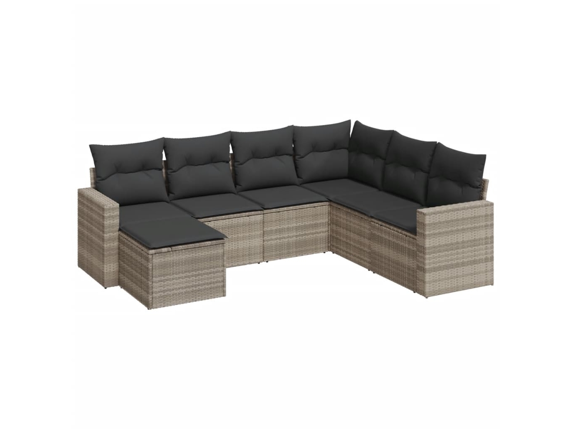 Conjunto de 7 Sofás Jardim com Almofadões Vime Pe Cinzento Claro MAISON EXCLUSIVE (7 pcs)