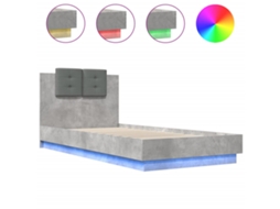 Conjunto de 2 Estruturas de Cama com Cabeceira e Luzes Led Cinza Cimento MAISON EXCLUSIVE (100x200 cm)