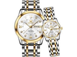 Lurelia Conjunto De Relógios Para Casal, Data/calendário, Detalhes Com Strass, 11 Mm, 40 Mm, 21 Mm, 8,2 Polegadas, 28mm, 16mm, 7,2 Polegadas, Branco