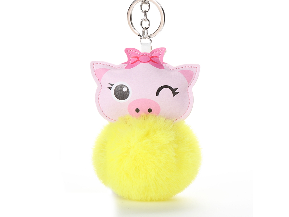 Chaveiro Pelúcia Porco Pendente Pom Pom Ligação Pu