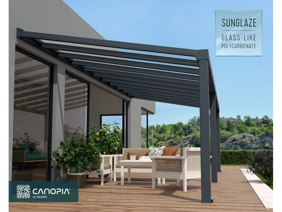 Pérgola CANOPIA Stockholm Cobertura para Terraço de Aluminio Premium 3.4X8  m Transparente