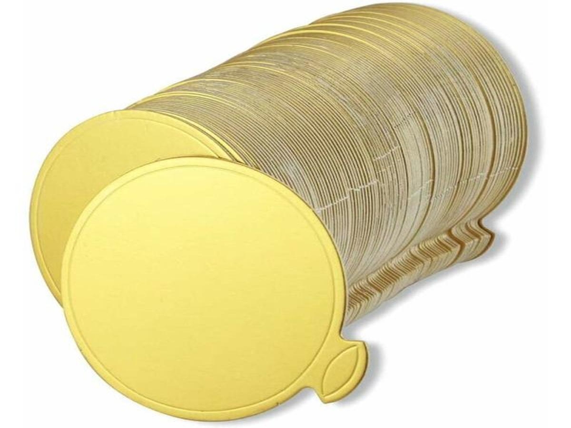 Papel Forno Lurelia, 100 Unidades, Redondo, Dourado, Para Forno E Pastelaria