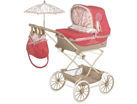 Carro de Bonecas DE CUEVAS  Martina Dobrável Com Sombrinha Rosa (Idade Mínima: 3)