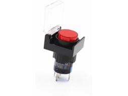 La16 Interruptor De Botão Pressão Vermelho 12v 16mm Com Luz, Furo De Montagem 16mm, Tampa Protetora Contra Poeira E