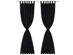 Maison Exclusive - Cortinas De Cetim Com Laços, 2 Pcs, Preto 140 X 245 Cm