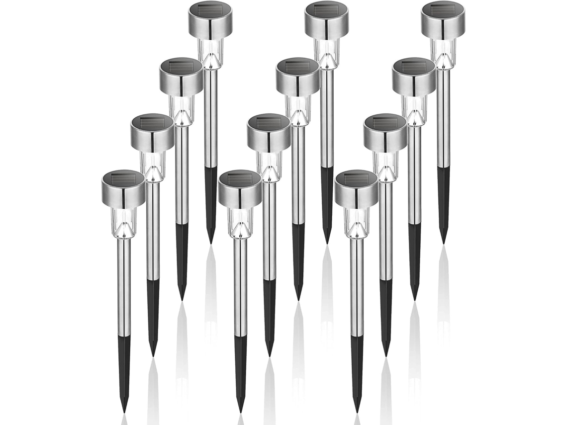 Luminária solar de solo em aço inox, para jardim, pátio, gramado com iluminação Led AQUAFORGE