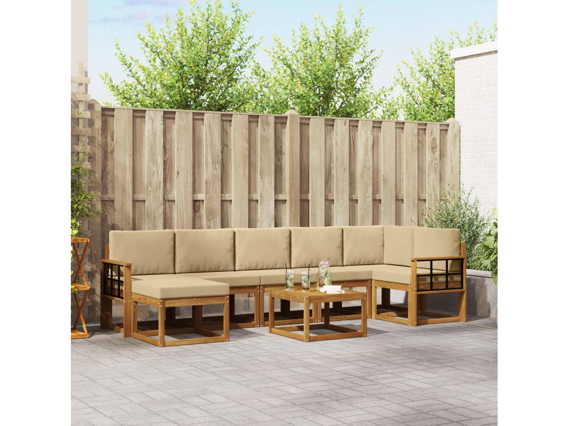 Vidaxl Conjunto De Sofás Para Exterior 8 Unid. Natural E Bege