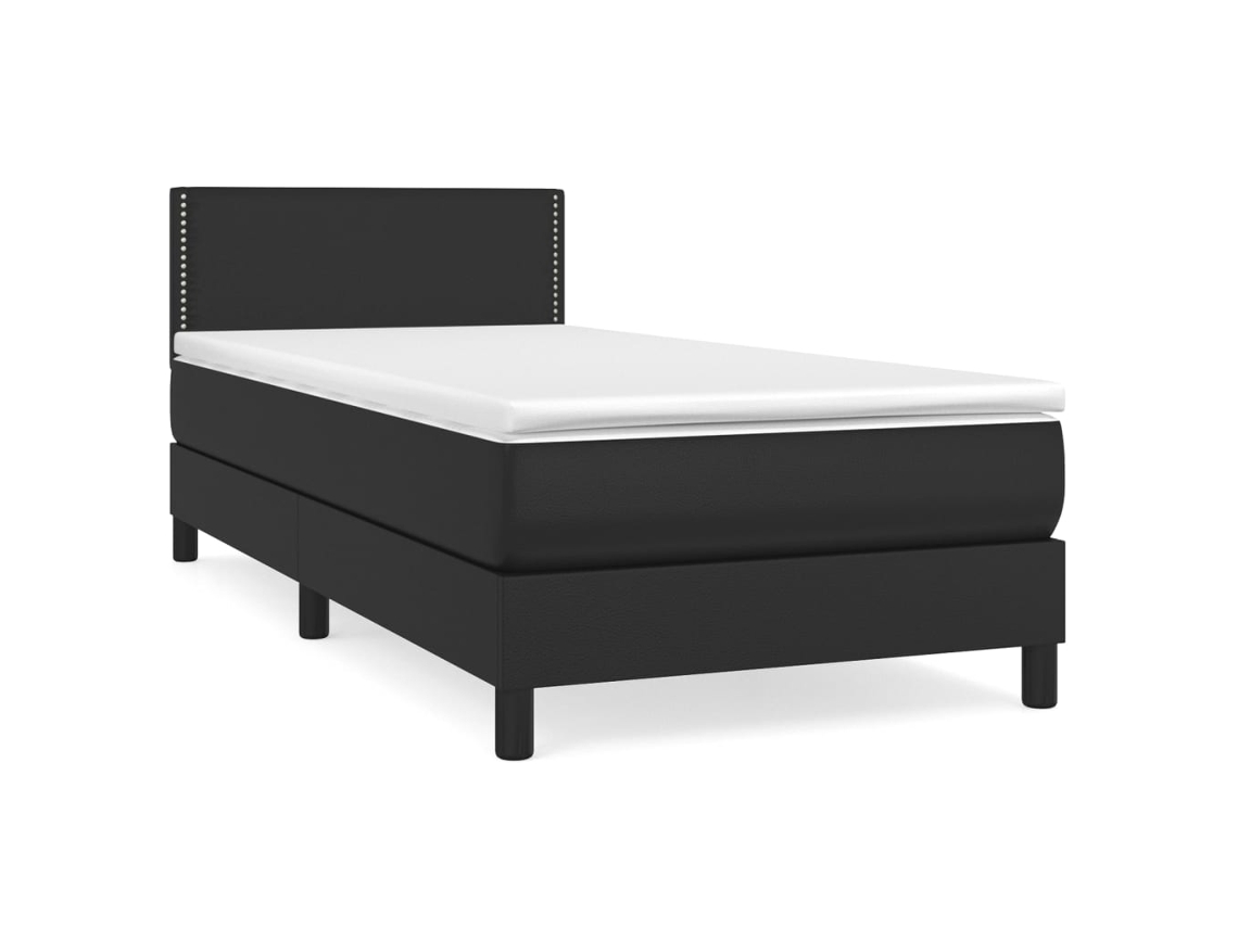 Cama com Molas e Colchão Tecido Couro Artificial Preto MAISON EXCLUSIVE (80x200 cm)