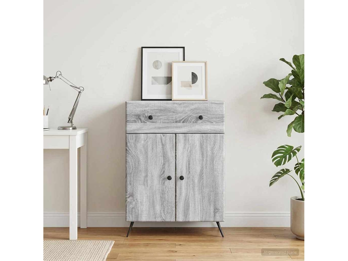 Vidaxl Buffet Sonoma Cinzento 66 X 34,5 X 90 Cm Derivados De Madeira