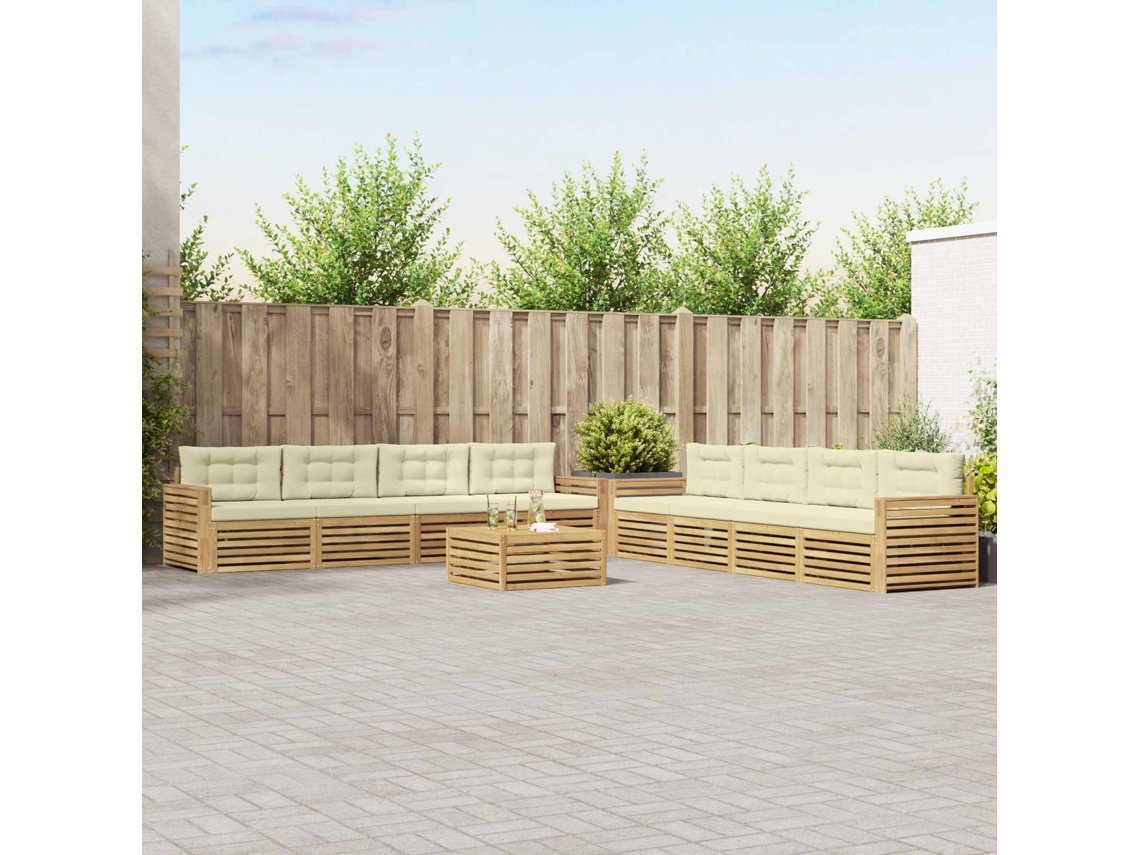 Vidaxl Conjunto De Sofás Para Exterior 9 Unid. Branco E Creme