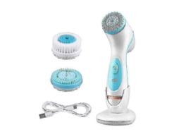 Massageador Facial 3 em 1 26 27 com Escova de Limpeza Elétrica Silicone Rotativa GOKOCO