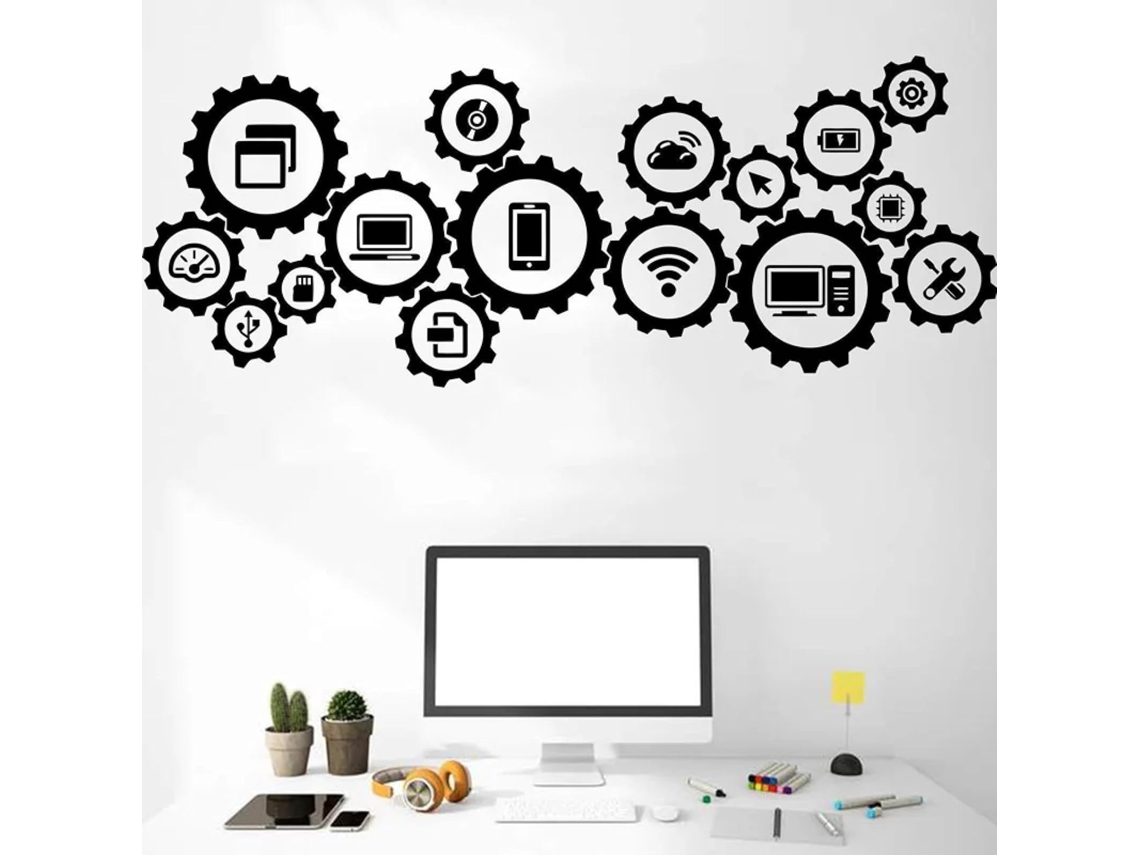Tecnologia, Réseaux Sociaux, Educação, Ciências, Bureau, Estúdio, Stickers Muraux, Stickers De Chambre, Arte, Vinil, Decoração Interior