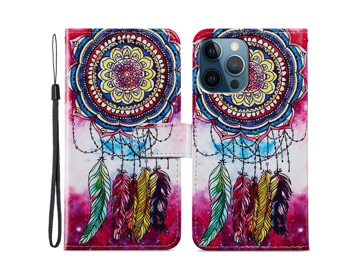 Capa Pega Apanhador Sonhos Para Iphone 15 Pro Pele Sintética