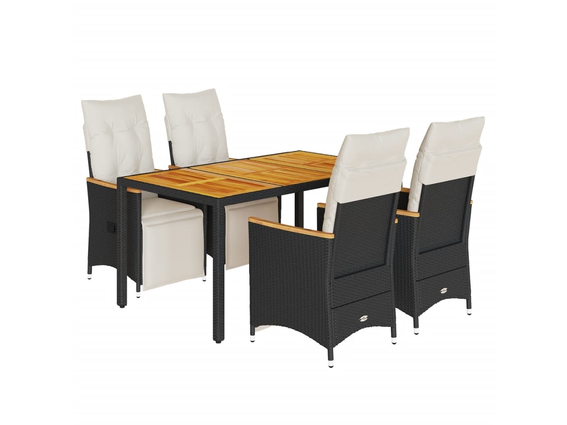 Maison Exclusive - 5 Pcs Conjunto Bistrô De Jardim C/ Almofadões Vime Pe Preto