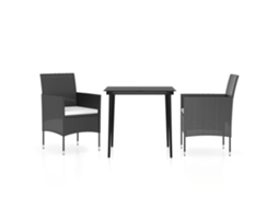 Garden Dining Set, Garden Dining Sets Vidaxl Preto Rattan / Vime (80 Cm Table Length)