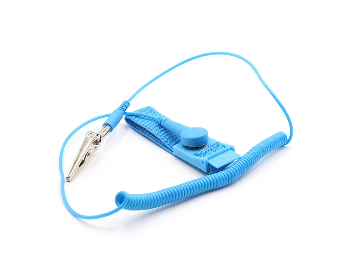 Pulseira antistática de 1,8m, protege equipamentos sensíveis, azul, sem marca