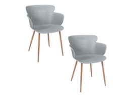 Conjunto de 2 Poltronas Lorens Polipropileno e Metal Cinza e Marrom CMP