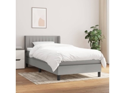 Vidaxl Cama Com Molas/colchão 100x200 Cm Tecido Cinzento-claro