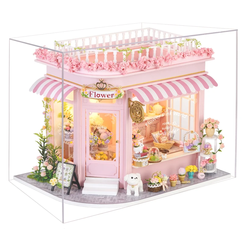 (ac001b Com Tampa) Kit De Construção Em Miniatura De Casa De Bonecas Grande Em Madeira (faça Você Mesmo)