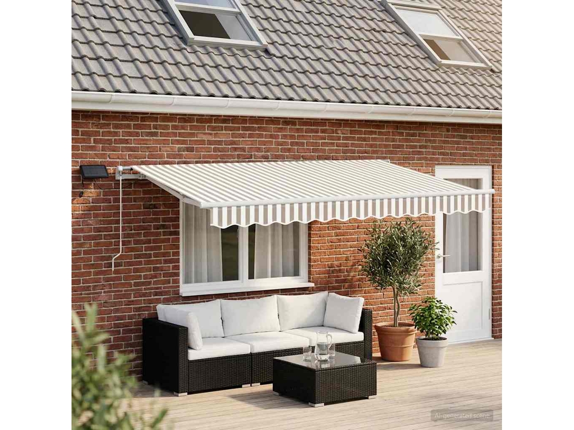 Vidaxl Toldo Retrátil Cinza Claro E Branco 450 × 350 Cm
