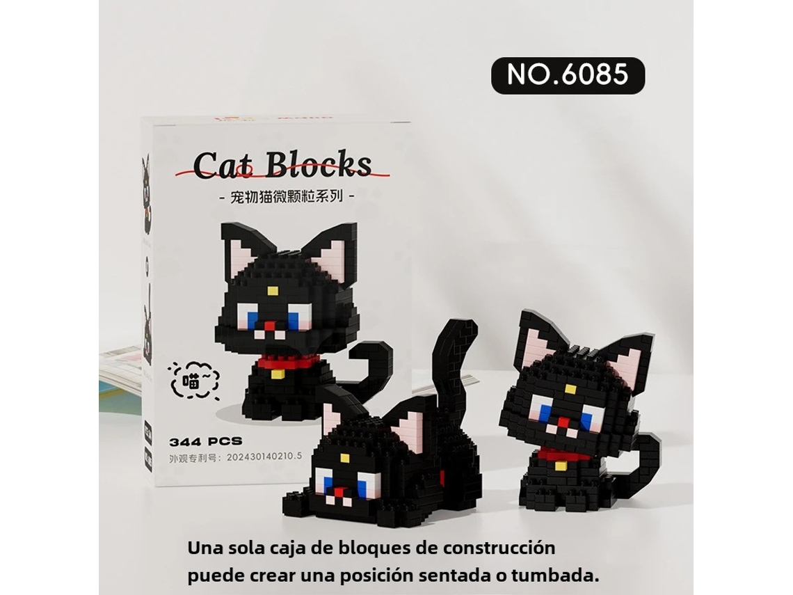 Brinquedo de Blocos de Montar: Gato Laranja Miau Miau com Vaca Prateada em Degradê MDUG (estilo 9)