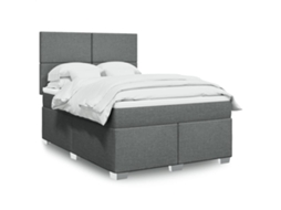 Cama Com Molas/colchão 140x190 Cm Tecido Cinzento-escuro