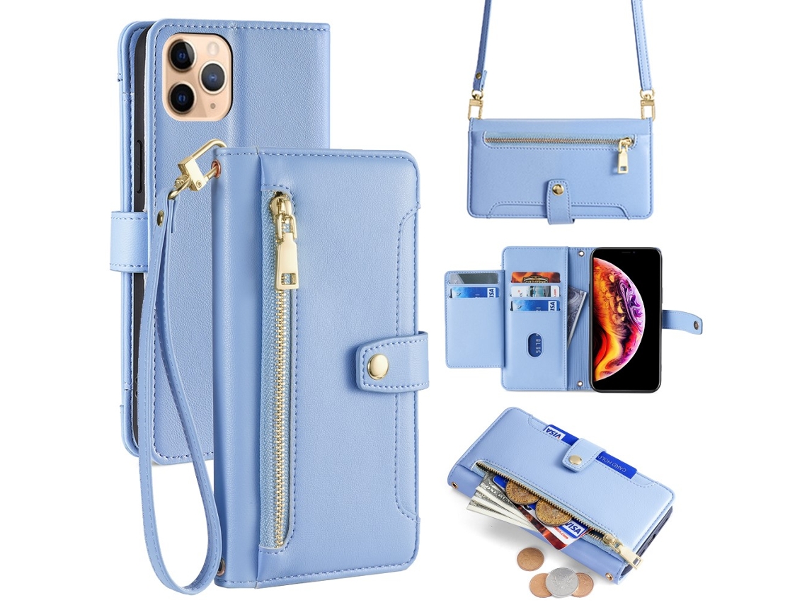 Capa Para Iphone 11 Pro Max Pele Sintética Magnética Azul