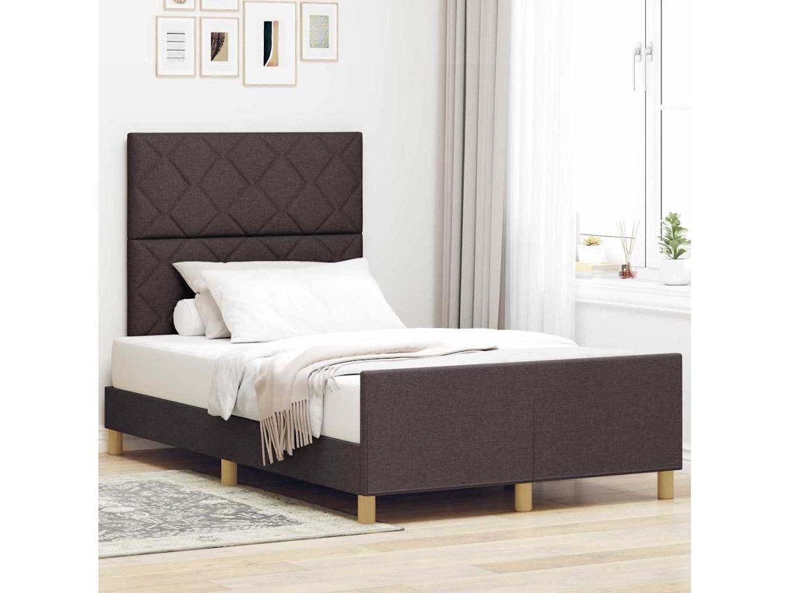 Vidaxl Estrutura Da Cama Castanho Escuro 120 X 200 Cm Tecido