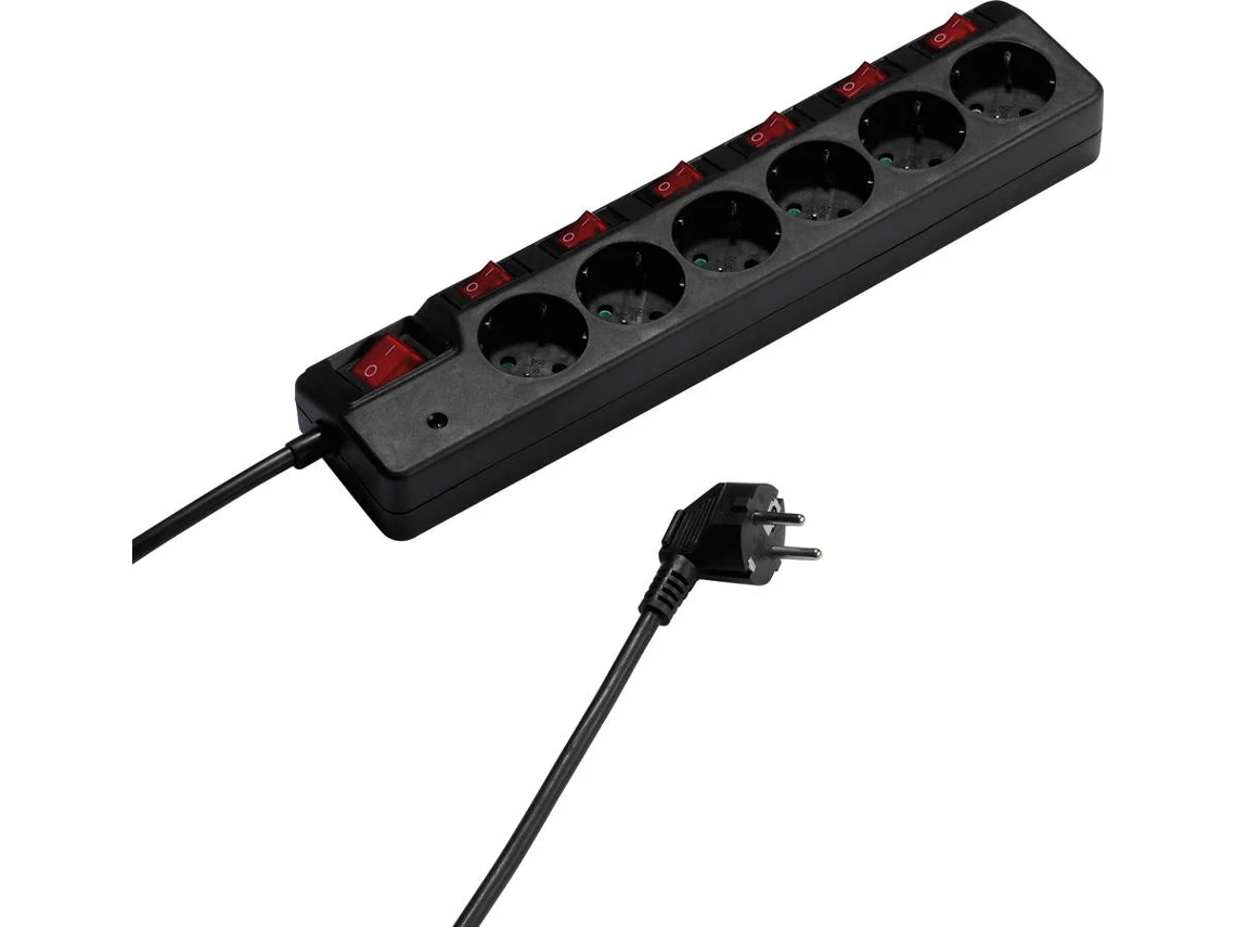 Extensão 6T VIVANCO Com Interruptor 1.8M VIVANCO(Outlet Caixa Aberta - Aluminio/Preto)
