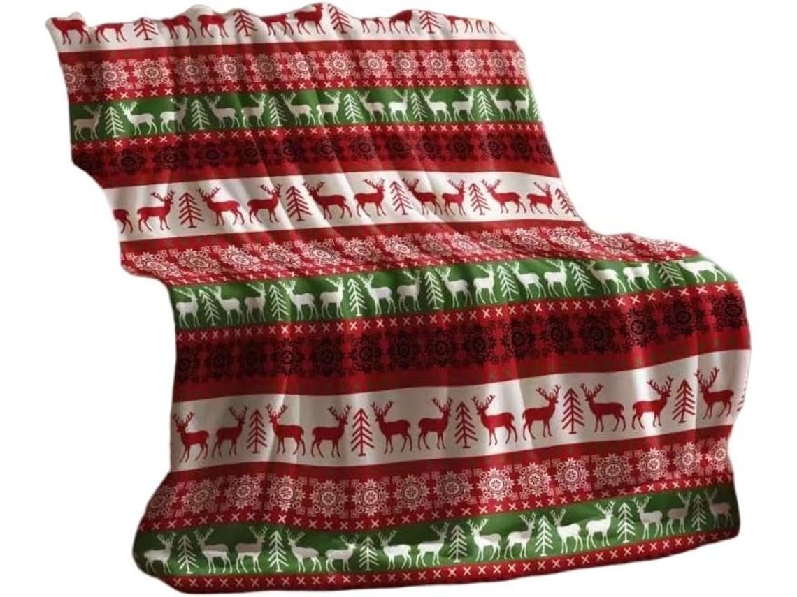 Manta de Natal Syjym com Papai Noel Estampa Digital Flocos Neve Ideal para Lazer, Macio, Quente, Ideal para Qu
