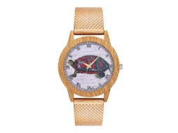 Relógio de quartzo unissex com pulseira de malha para homens e mulheres T17-f3 (ouro rosa)