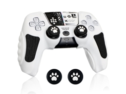 Capa Controle De Para Ps5, Capa De Silicone Antiderrapante Com Capas Para Joystick E Adesivos (branco E Preto) Cuich