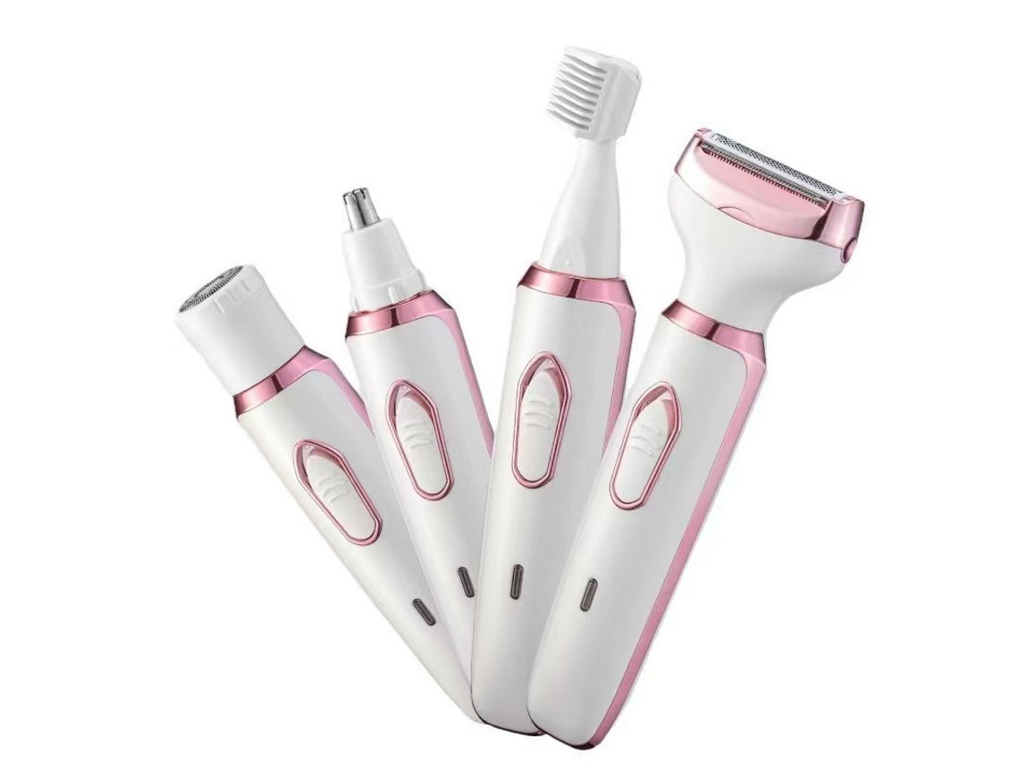 Aparador De Pelos Femininos 4 Em 1 - Recarregável Usb, Lavável, Kit Completo Para Nariz, Sobrancelhas, Rosto E Corpo