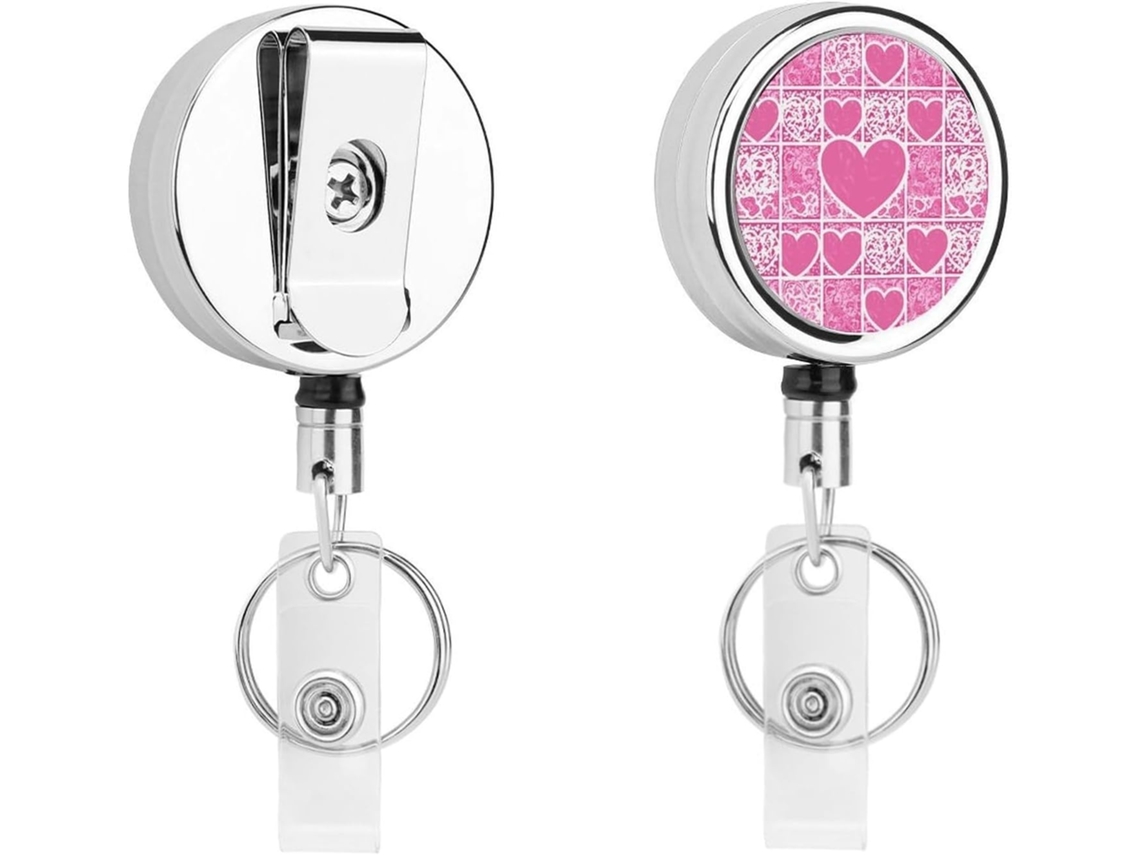 Lurelia Porta-crachá Retrátil Com Clipe Com Chaveiro Em Aço Inoxidável E Nylon Branco 62 Cm