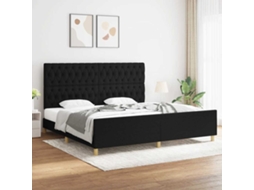 Vidaxl Estrutura De Cama Com Cabeceira 200x200 Cm Tecido Preto