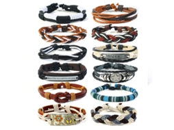 Pulseira De Couro Vintage Ajustável Pack Com 12 Unidades