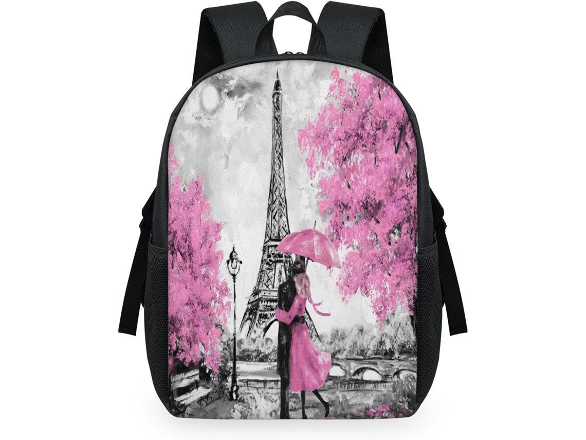 Mochila TROPICALLIFE com Estampa Romântica da Torre Eiffel (32x15x44cm)