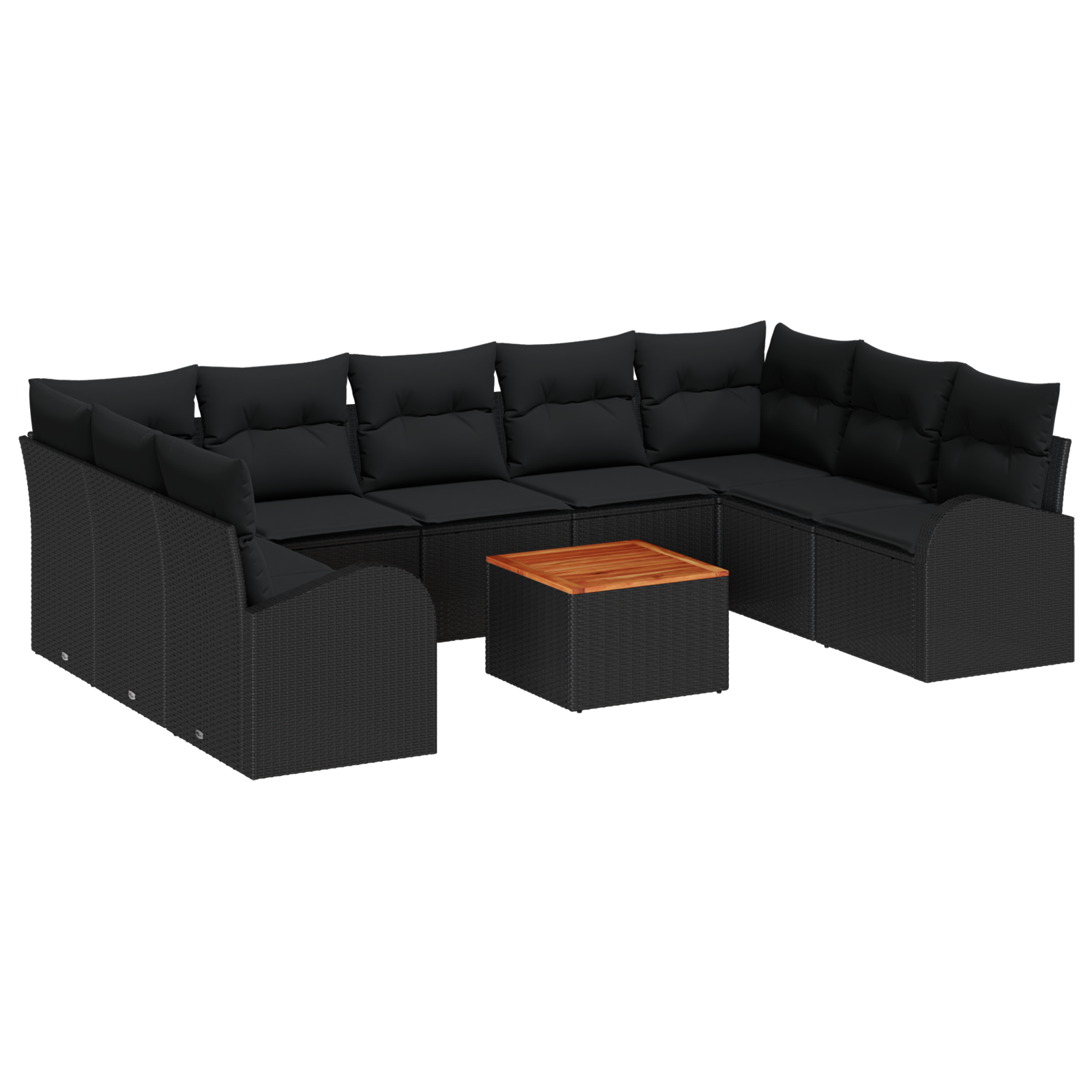 Conjunto 10 Conjunto De Sofá De Jardim Vidaxl Preto Vime Pe (289 X 179 X 69 Cm)