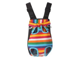 Mochila de Transporte HALINUIA para animais de estimação, XL, listrada, arco-íris, respirável, lavável, alças ajustáveis