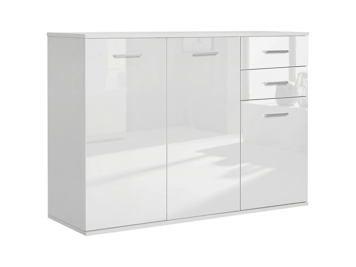 Sala de estar moderna, móvel de cozinha com 2 portas, buffet com 2 gavetas, prateleira ajustável, 106x35x76cm BRANCO | S/MARCA