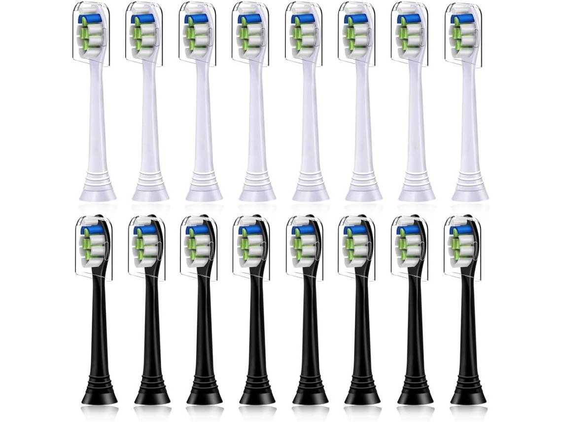 Compatível com Philips Sonicare, 16 Substituição Escova Cabeças, Brancas, Pretas