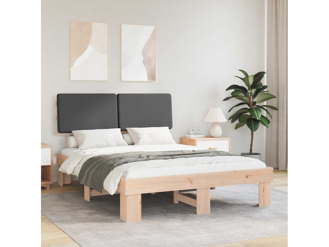 Vidaxl Estrutura De Cama Com Cabeceira Estofada Cinza Escuro