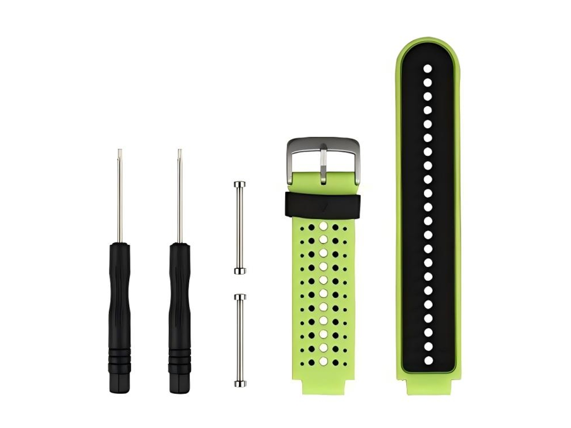 Bracelete para Garmin forerunner 235 / 220 / 620 / 630 / 230 / 735 de silicone bicolor com ferramenta preto e verde XIAOMOYU
