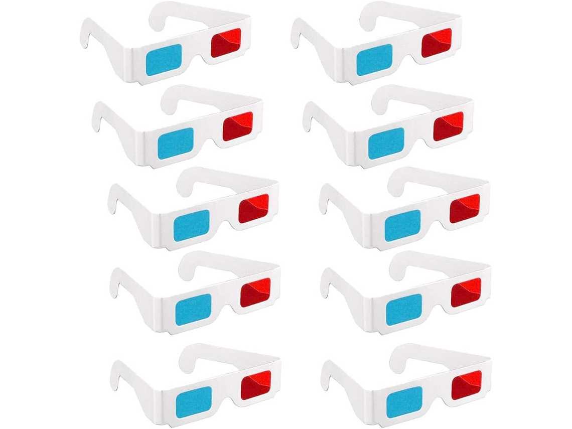 10 Pares De Óculos 3d Papel Vermelho E Azul Para Decoração Viagens Filmes