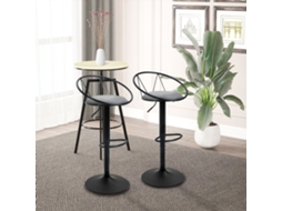 Conjunto De 2 Banquetas Com Encosto E Apoio Para Pés, Altura Ajustável, Assento Acolchoado, Cinza